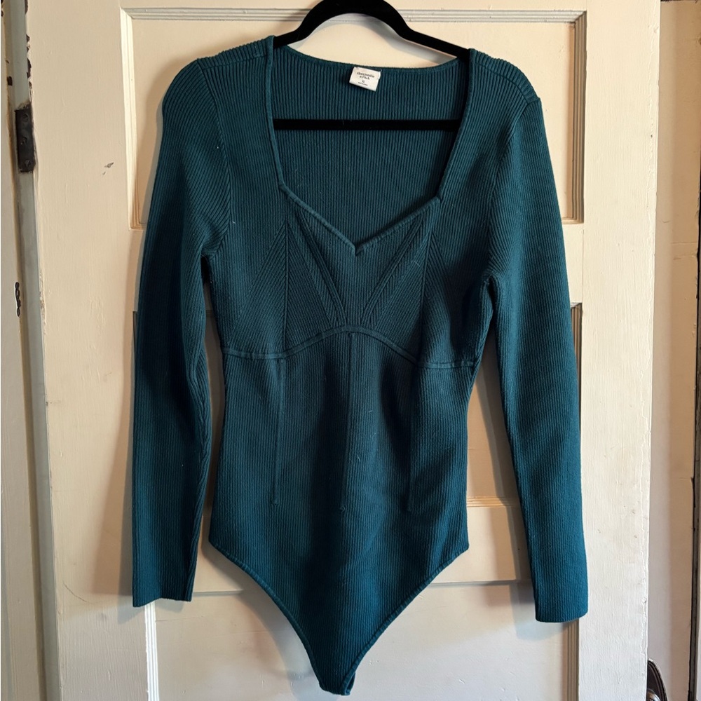 Abercrombie & Fitch Ribbed Teal Bodysuit